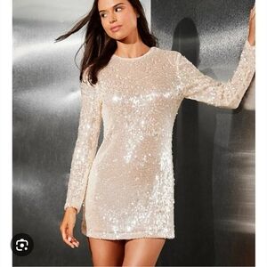 Gianni Bini NWT  Ivory Sequin Long Sleeve Dress Size S